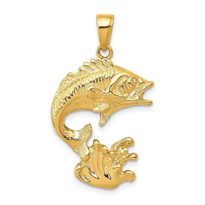 14k Polished Open-Backed Bass Fish Pendant - Seattle Gold Grillz