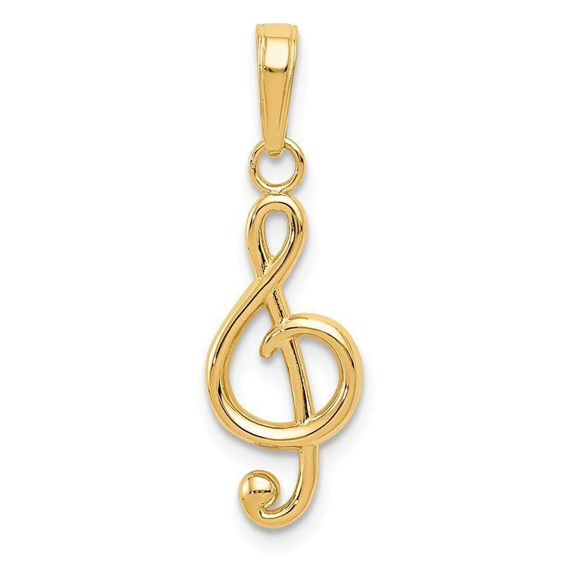 14k Polished Open-Backed Treble Clef Pendant - Seattle Gold Grillz