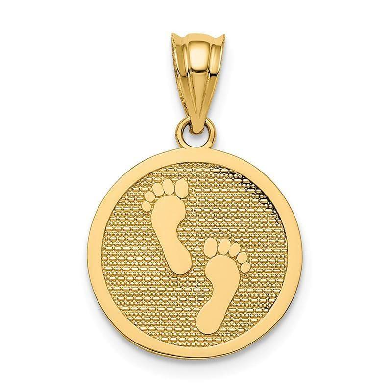 14k Polished Reversible Have Faith-Footprints Pendant - Seattle Gold Grillz