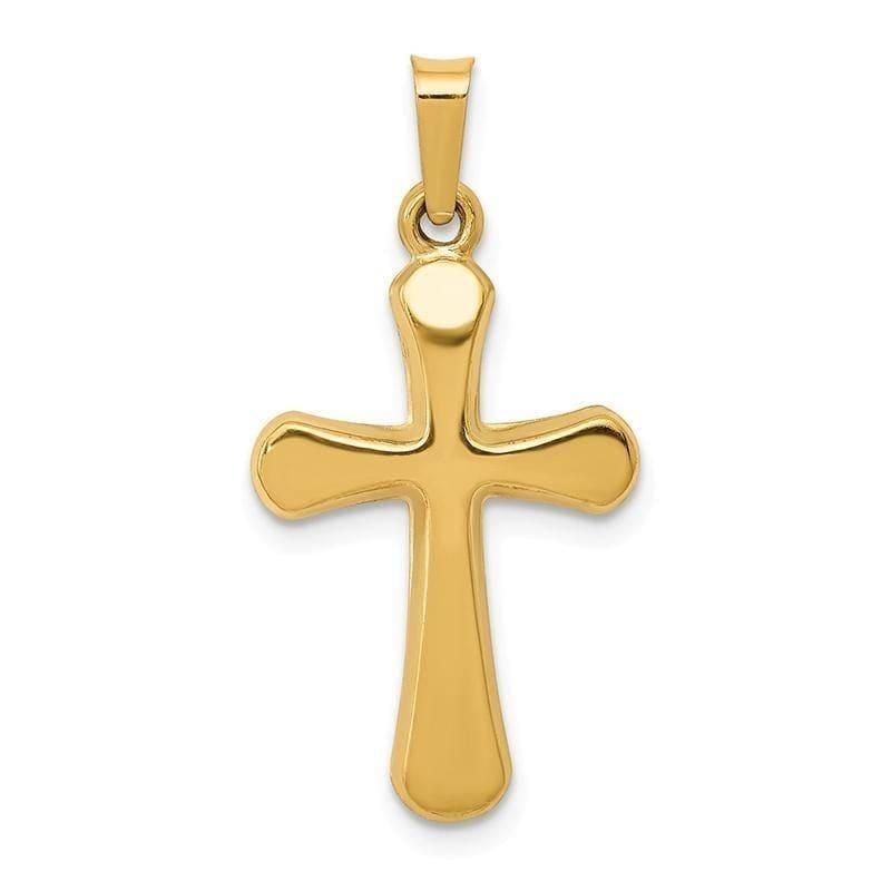 14k Polished Rounded Cross Pendant - Seattle Gold Grillz