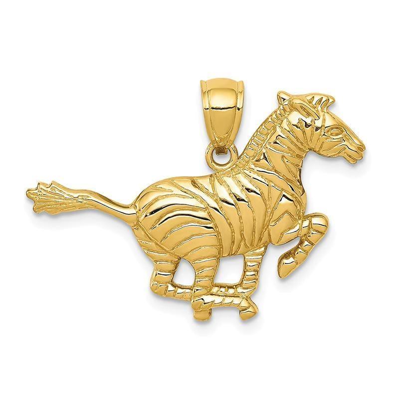 14k Polished Running Zebra Pendant - Seattle Gold Grillz