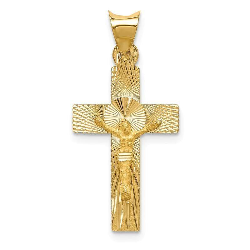 14k Polished Satin and D-C Crucifix Pendant - Seattle Gold Grillz
