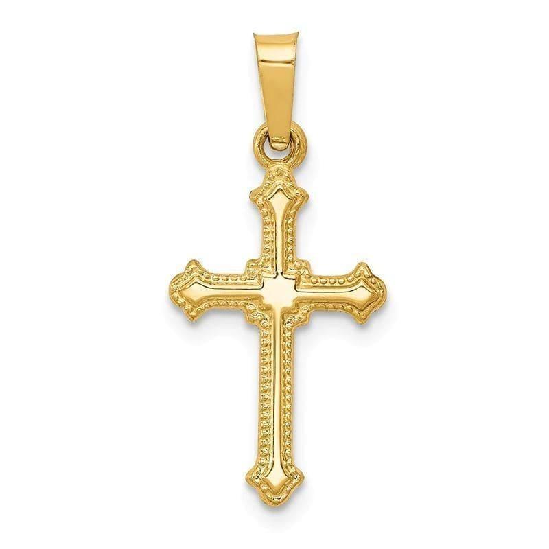 14k Polished Small Fleur de Lis Cross Pendant - Seattle Gold Grillz