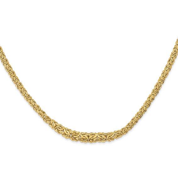 14K Polished Tapered Byzantine Necklace - Seattle Gold Grillz
