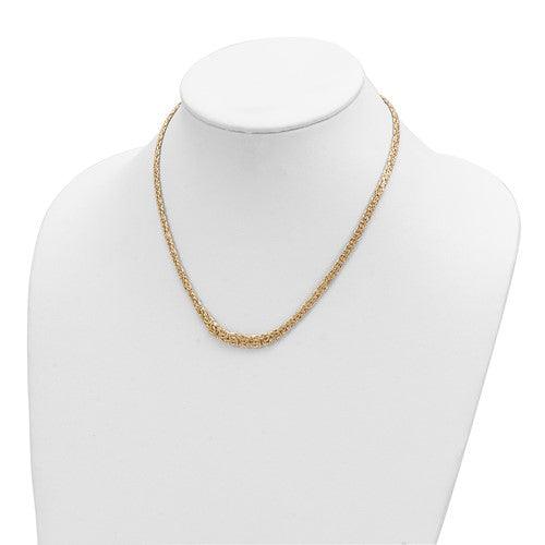 14K Polished Tapered Byzantine Necklace - Seattle Gold Grillz