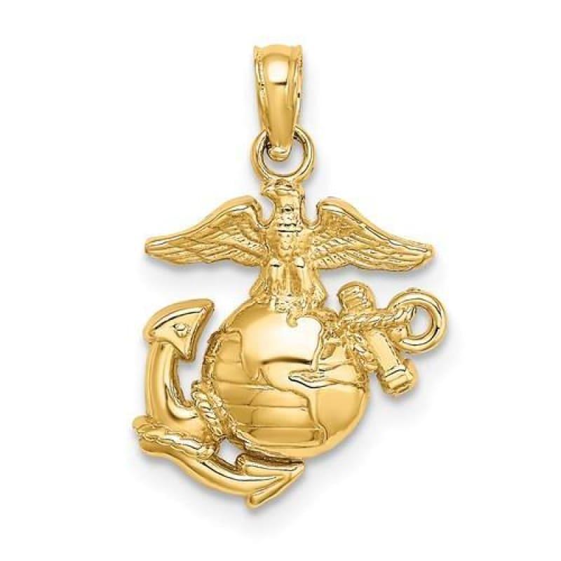 14k Polished - Textured Small Marine Corps Charm - Seattle Gold Grillz