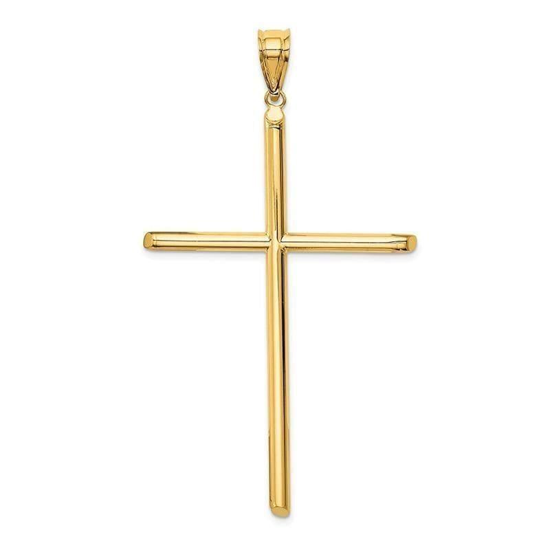 14k Polished Tube Cross Pendant - Seattle Gold Grillz