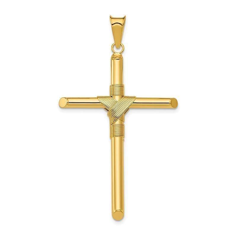 14k Polished Tube Cross Pendant - Seattle Gold Grillz