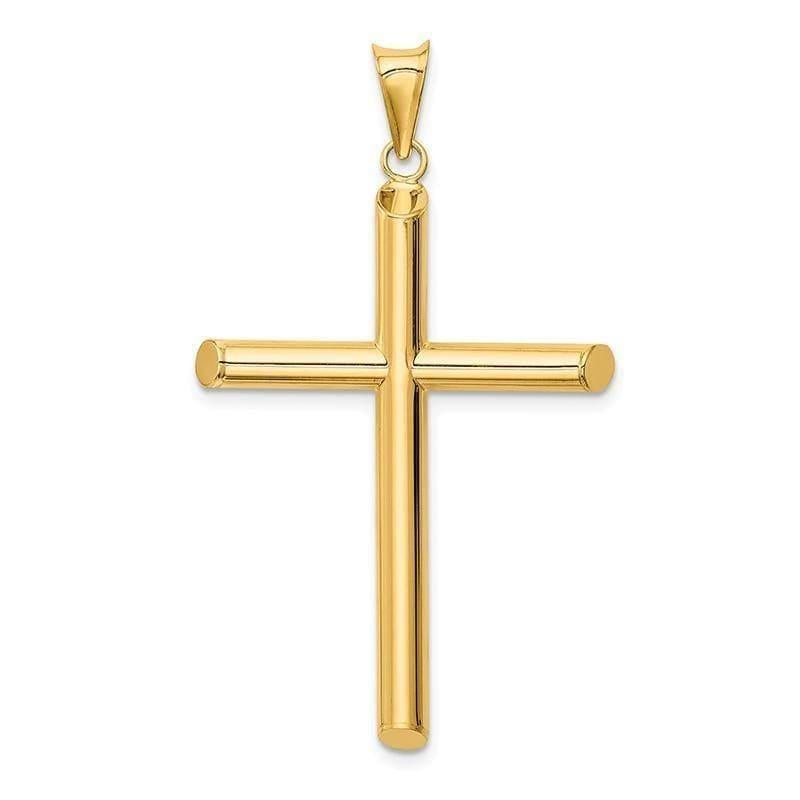 14k Polished Tube Cross Pendant - Seattle Gold Grillz