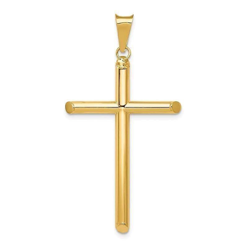 14K yellow gold tube cross K6183 — 47.35 × 24.2 mm — Solid