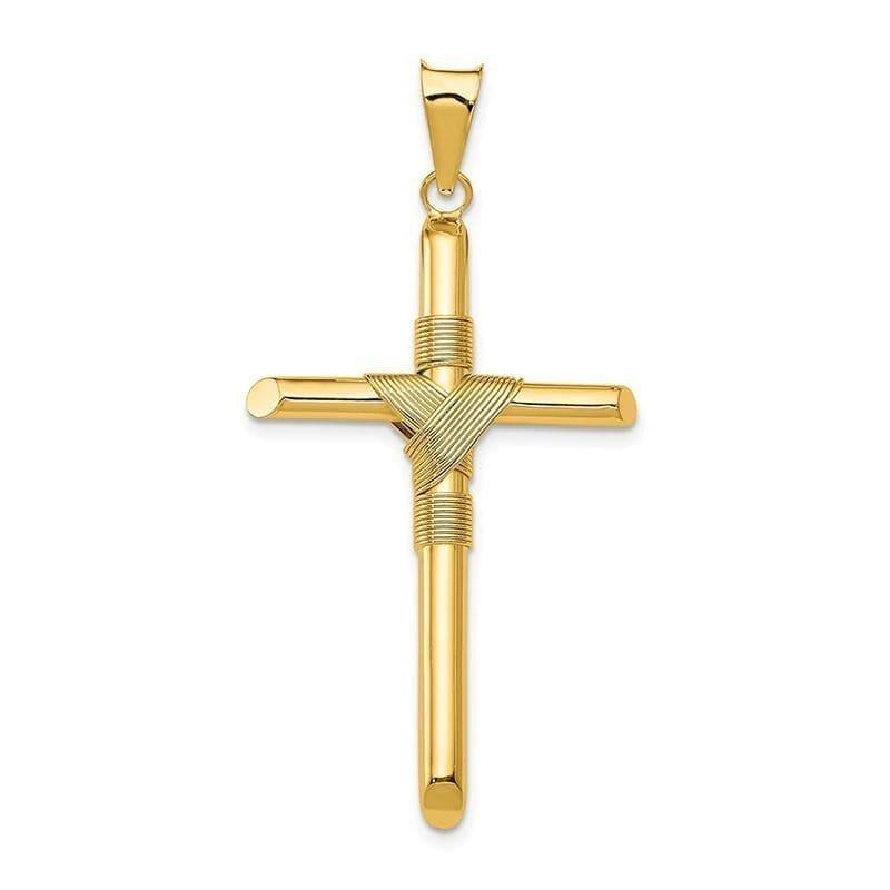 14k Polished Tube Cross Pendant - Seattle Gold Grillz