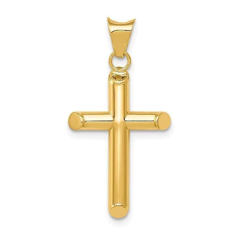 14K yellow gold tube cross K6179 — 28.7 × 14.8 mm — Solid