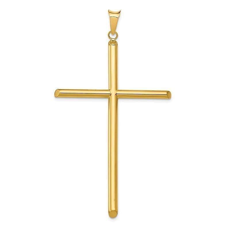14k Polished Tube Cross Pendant - Seattle Gold Grillz