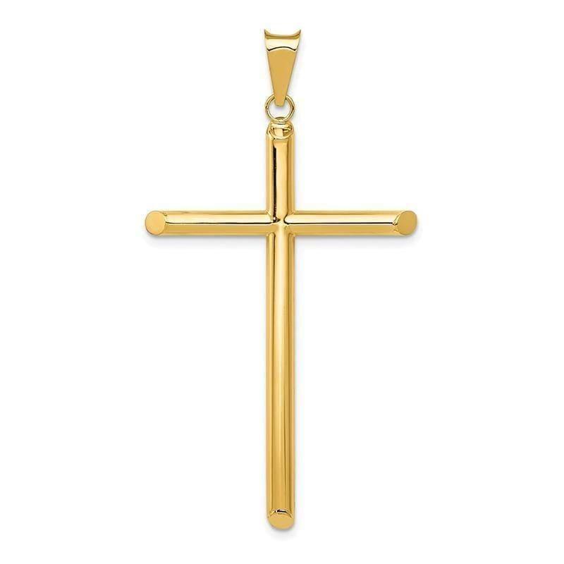 14k Polished Tube Cross Pendant - Seattle Gold Grillz