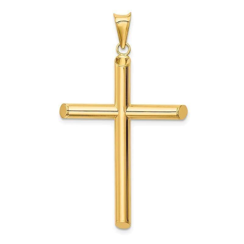 14K yellow gold tube cross K6181 — 45.3 × 27.6 mm — Hollow