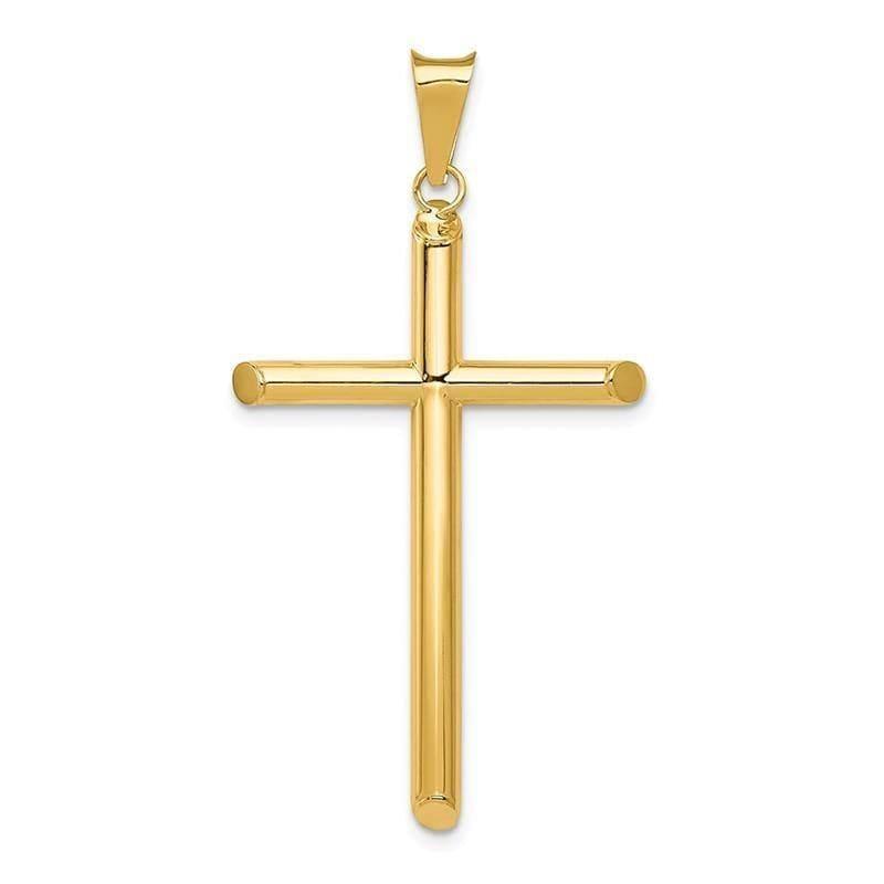 14k Polished Tube Cross Pendant - Seattle Gold Grillz