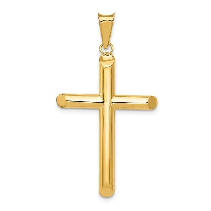 14K yellow gold tube cross K6180 — 36.7 × 22.1 mm — Hollow