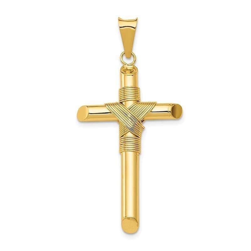 14k Polished Tube Cross Pendant - Seattle Gold Grillz