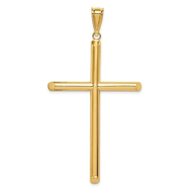 14k Polished Tube Cross Pendant - Seattle Gold Grillz