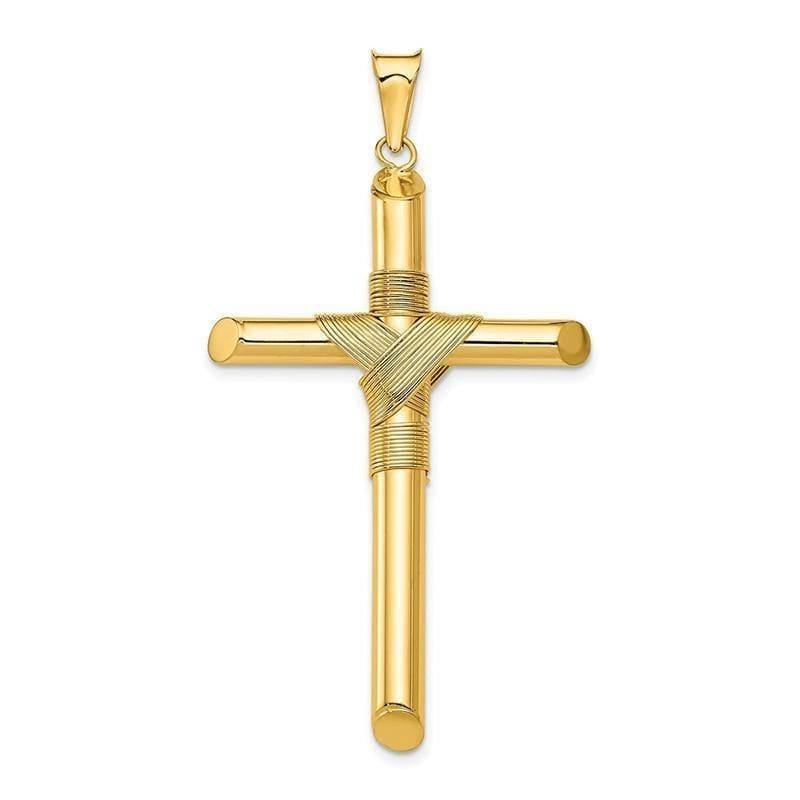 14k Polished Tube Cross Pendant - Seattle Gold Grillz