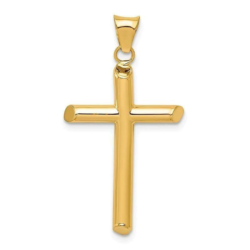 14K yellow gold tube cross K6178 — 32.3 × 17.17 mm — Solid