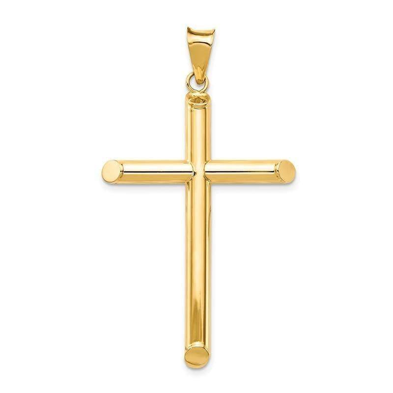 14k Polished Tube Cross Pendant - Seattle Gold Grillz