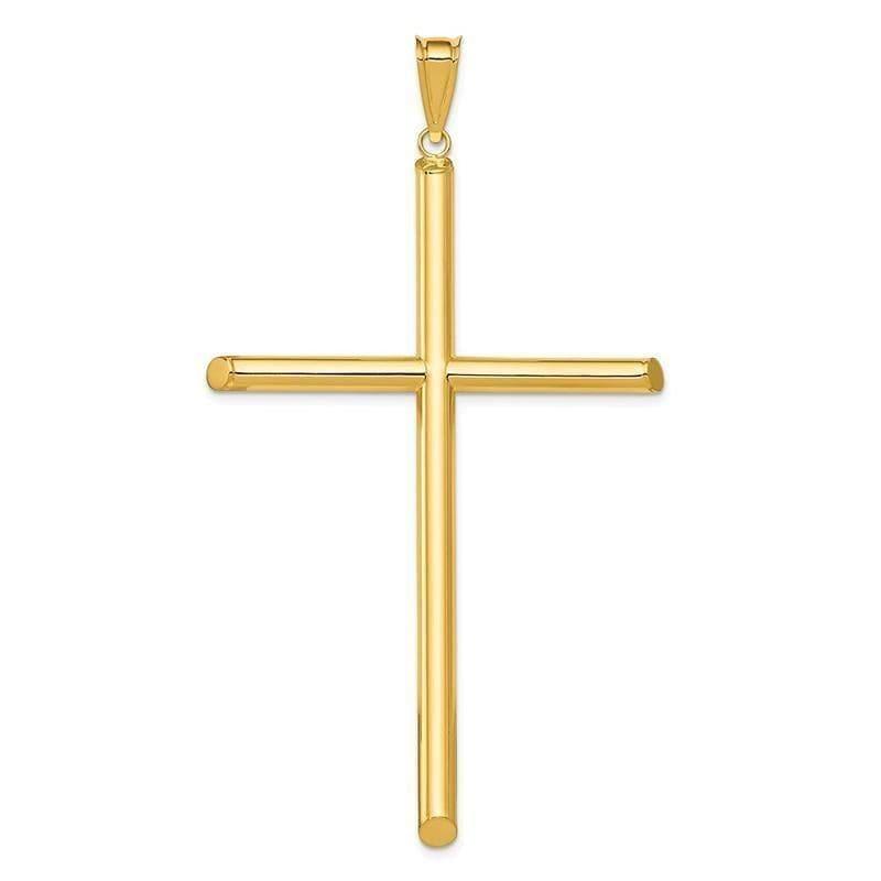 14k Polished Tube Cross Pendant - Seattle Gold Grillz