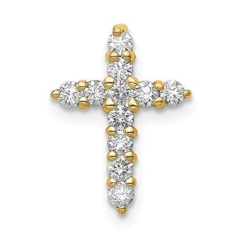 14k Prong Set Diamond Cross Pendant - Seattle Gold Grillz