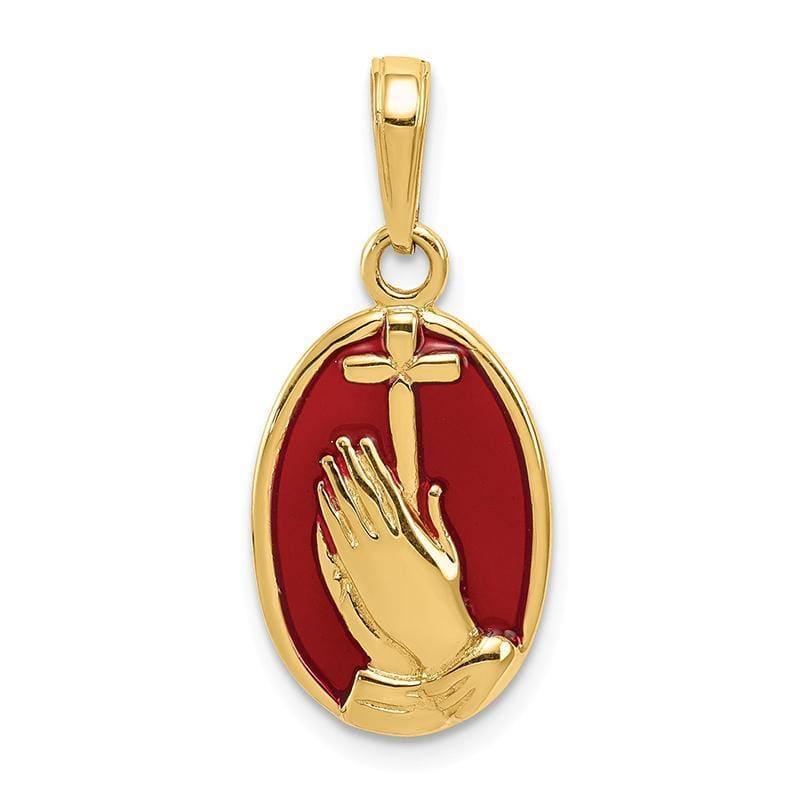 14K Red Translucent Acrylic Praying Hands and Cross Pendant. Weight: 1.22, Length: 24, Width: 11 - Seattle Gold Grillz