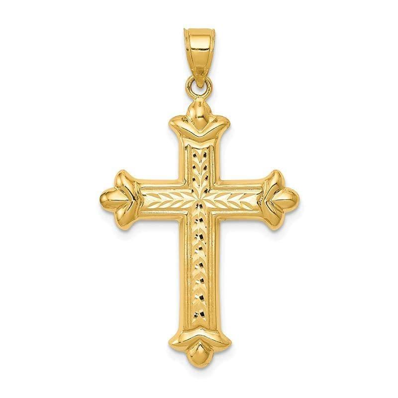 14k Reversible Diamond-cut Cross Pendant - Seattle Gold Grillz