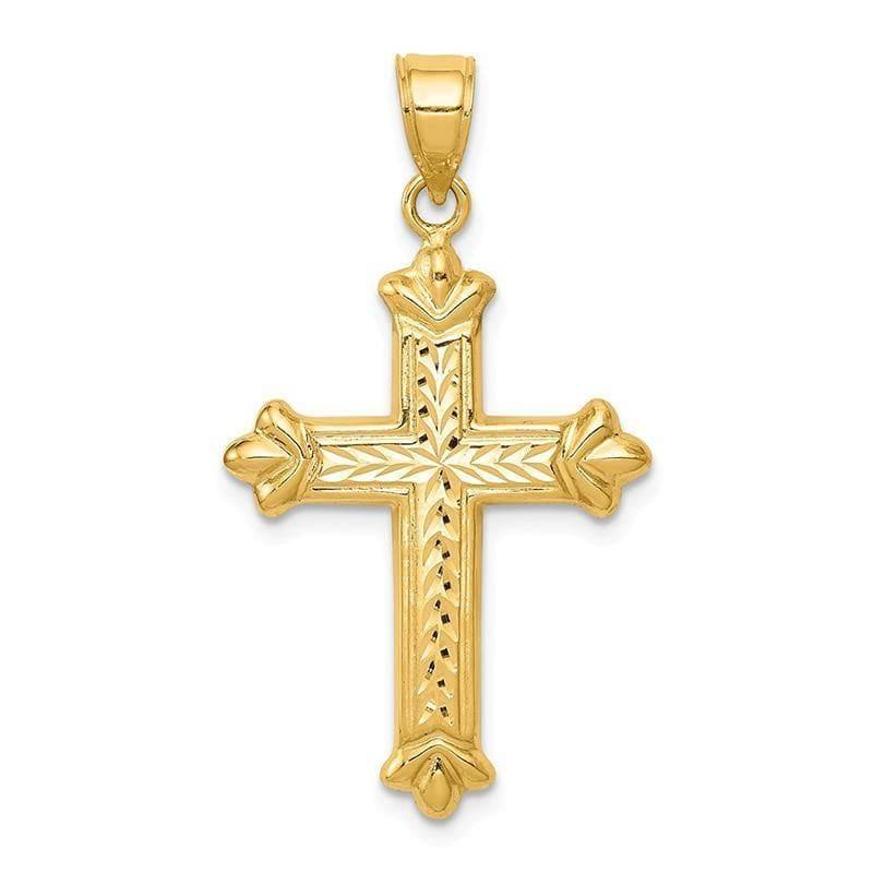 14k Reversible Diamond-cut Cross Pendant - Seattle Gold Grillz