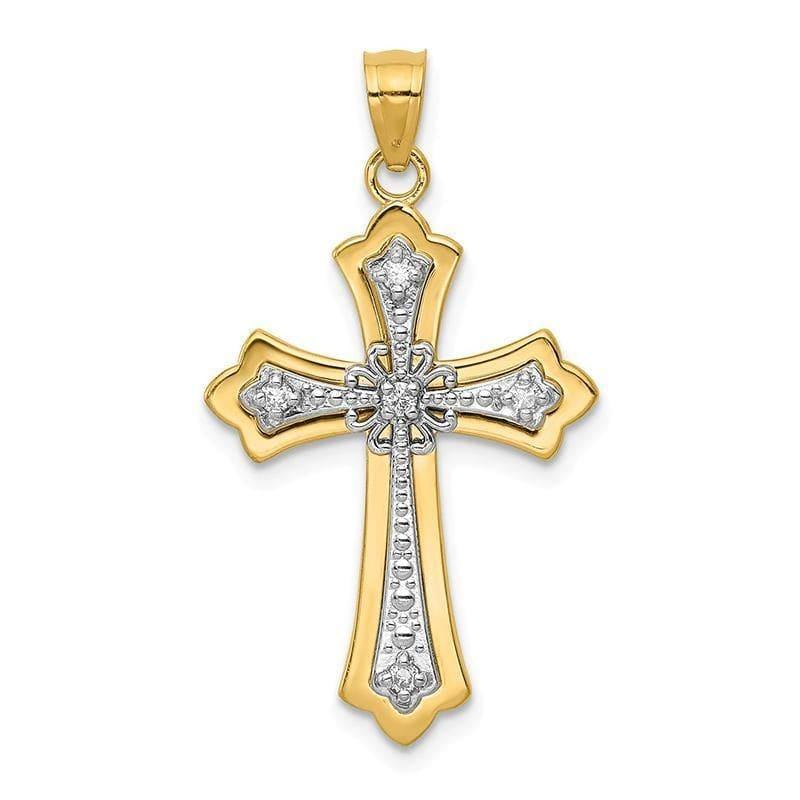 14k Rhodium Diamond Cross Pendant - Seattle Gold Grillz