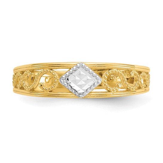 14k Rhodium Diamond-Cut Toe Ring - Seattle Gold Grillz