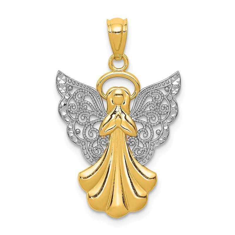 14k Rhodium Filigree Angel Pendant - Seattle Gold Grillz