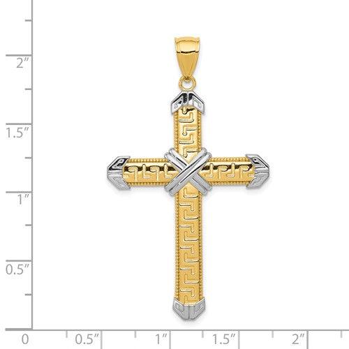 14k Rhodium Greek Cross Pendant - Seattle Gold Grillz