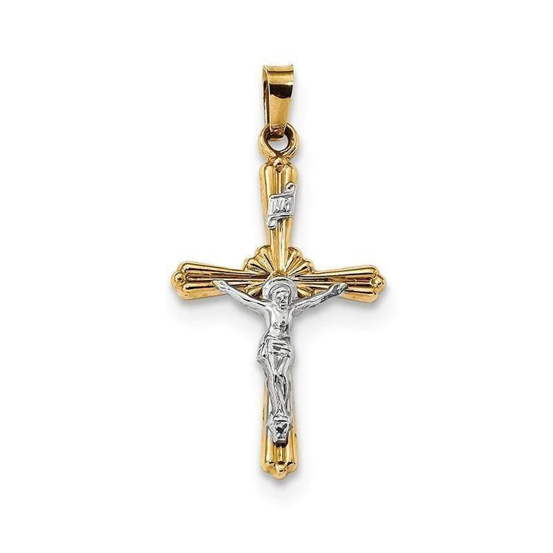 14k Rhodium-plated Polished INRI Crucifix Pendant - Seattle Gold Grillz