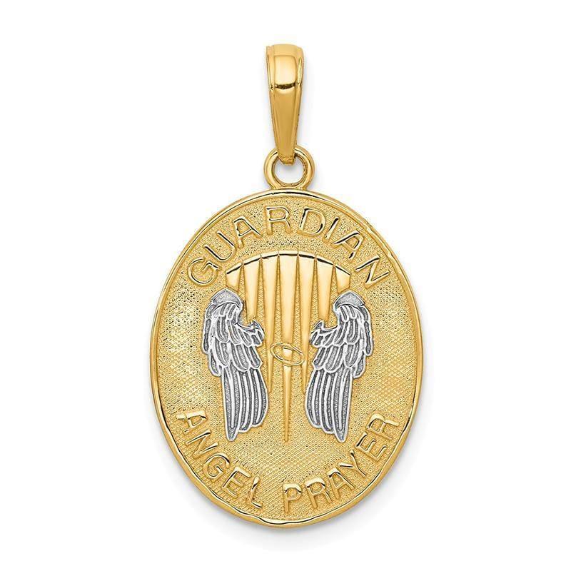 14K Rhodium Reversible Prayer Guardian Angel Pendant - Seattle Gold Grillz