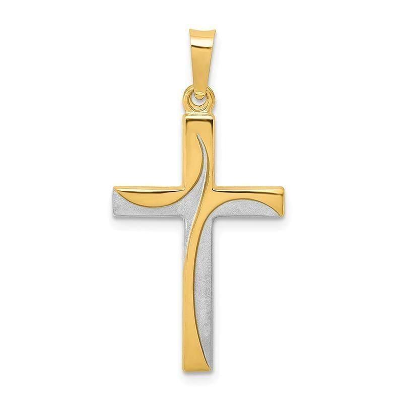 14K Rhodium Satin and Polished Latin Cross Pendant - Seattle Gold Grillz