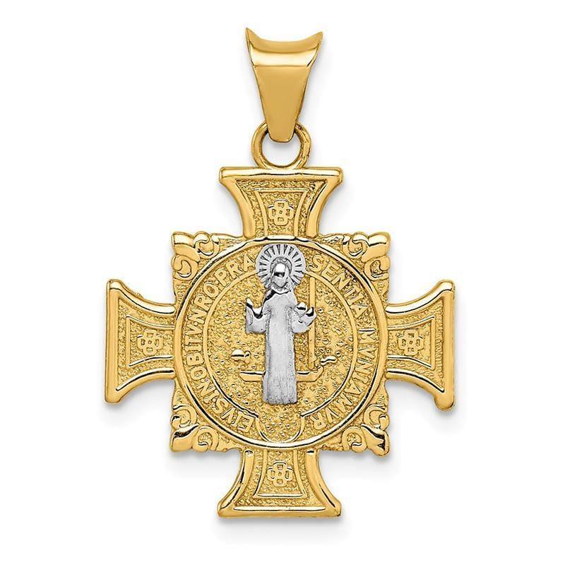 14k Rhodium St. Benedict Pendant - Seattle Gold Grillz