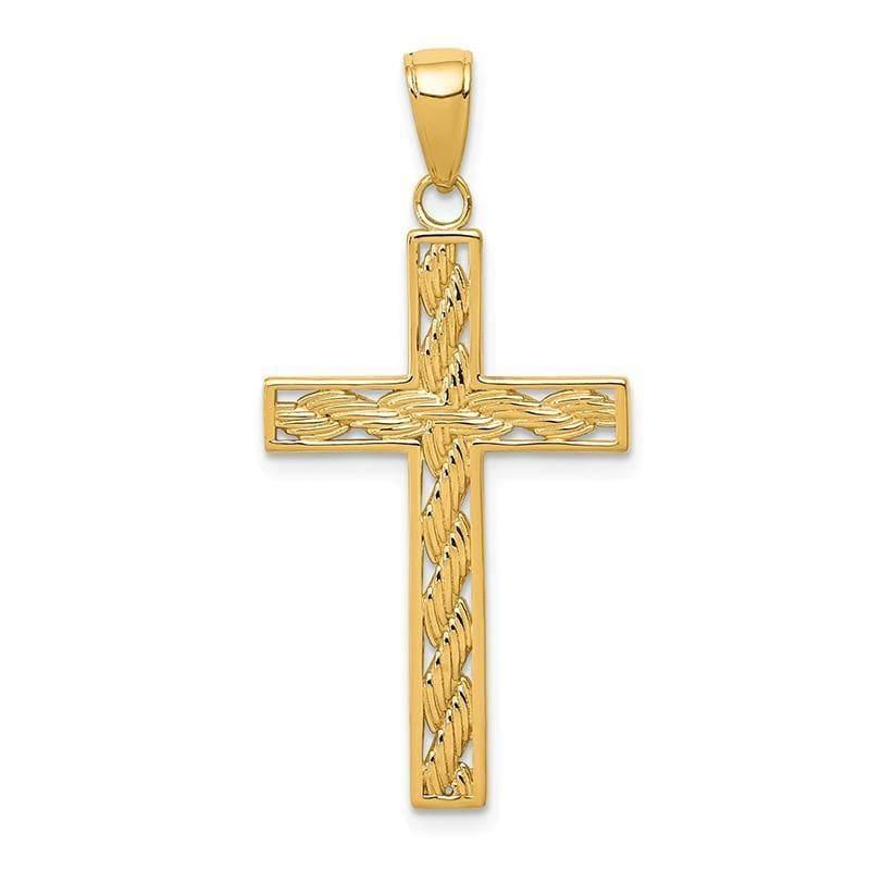14k Rope Cross Pendant. Weight: 1.37, Length: 37, Width: 18 - Seattle Gold Grillz