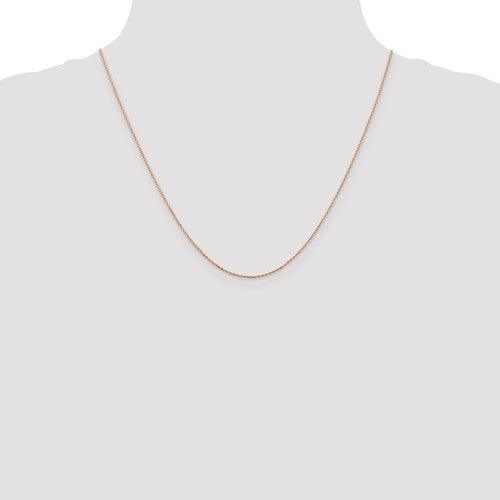 14k Rose Gold 0.8mm Diamond-cut Cable Chain - Seattle Gold Grillz