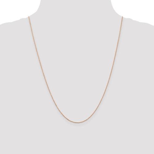 14k Rose Gold 0.8mm Diamond-cut Cable Chain - Seattle Gold Grillz