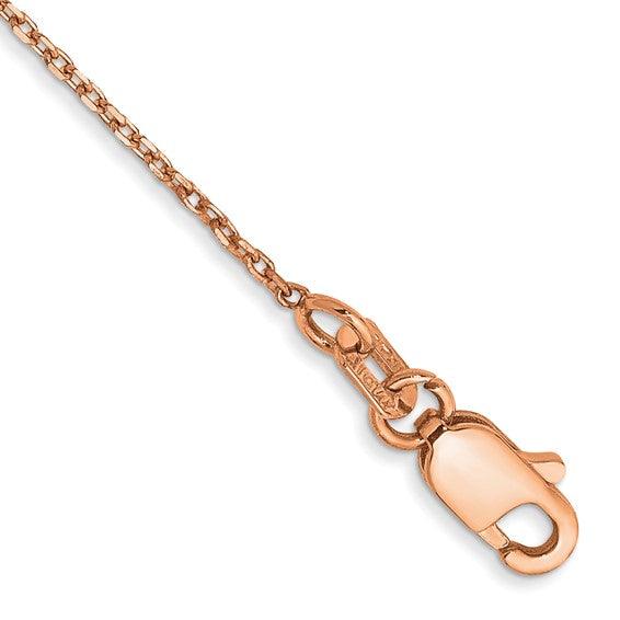 14k Rose Gold 1.10mm Cable Chain Anklet - Seattle Gold Grillz
