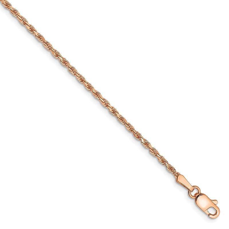 14k Rose Gold 1.8mm Diamond-cut Rope Chain Anklet - Seattle Gold Grillz
