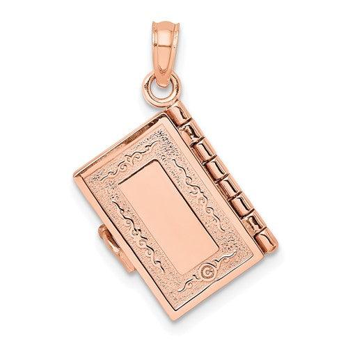 14k Rose Gold 3-D Holy Bible with Lord's Prayer Moveable Charm - Seattle Gold Grillz