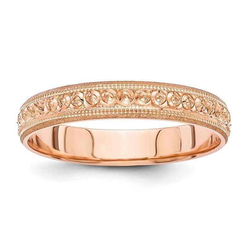 14K Rose Gold 3mm Design Etched Wedding Band - Seattle Gold Grillz