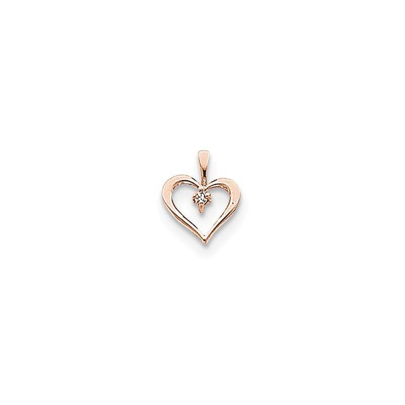 14k Rose Gold A Diamond heart pendant - Seattle Gold Grillz