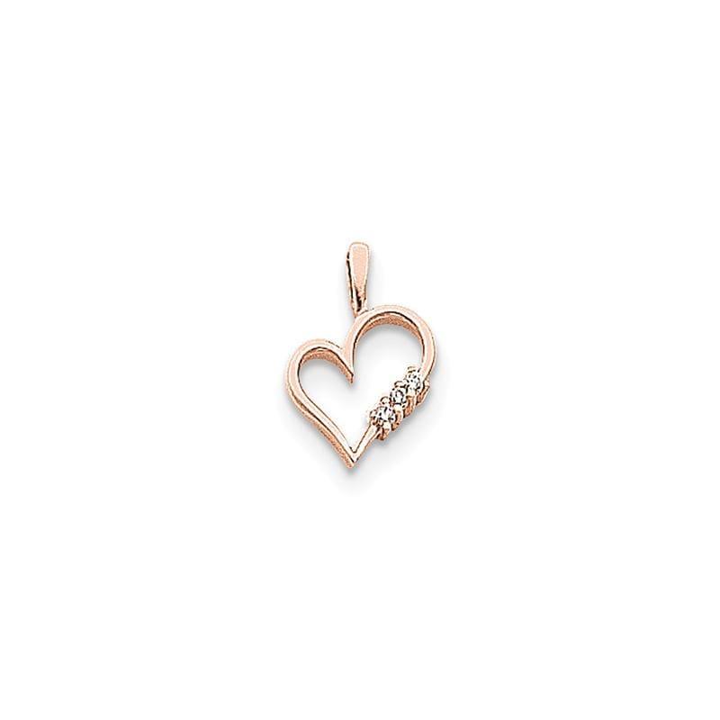 14k Rose Gold AA Diamond heart pendant - Seattle Gold Grillz