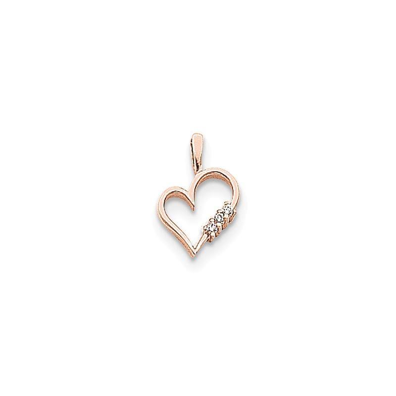 14k Rose Gold AAA Diamond heart pendant - Seattle Gold Grillz