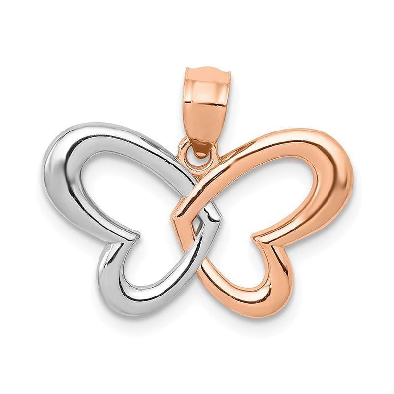 14k Rose Gold & Rhodium Butterfly Pendant - Seattle Gold Grillz